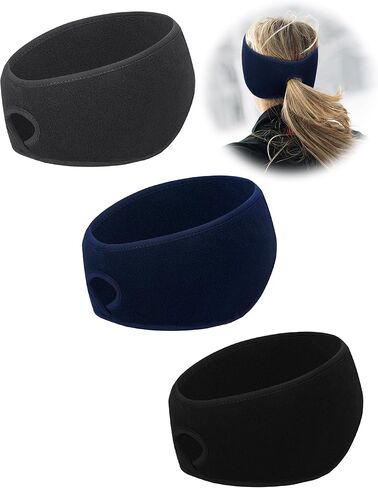 Tatuo 3 Pieces Fleece Ponytail Headband Earband Winter Running Headband Ear Warmer Headband for Women Outdoor Sports and Fitness in Saudi Arabia