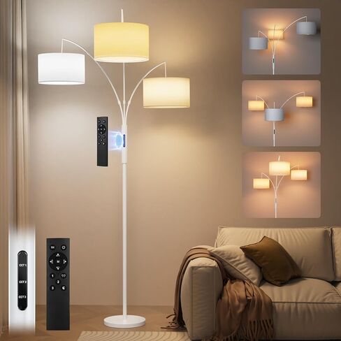 Dimmable Floor Lamp with Remote, Black Standing Lamp Arched,Modern Floor Lamps for Bedrooms,15W LED Adjustable,Tall,Black,Gooseneck in Kuwait