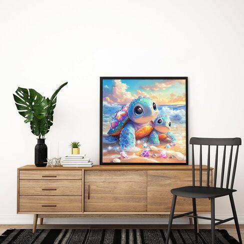Possoco Sea Turtle Diamond Art Kits for Adults Beginner, Beach Cute Turtles 5D Diamond Painting Kits for Adults, DIY Round Full Drill Gem Art Painting and Crafts for Gift Home Wall Decor 14x14 Inch in Saudi Arabia