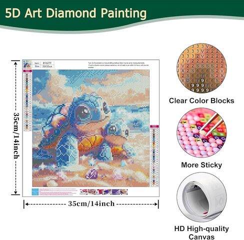 Possoco Sea Turtle Diamond Art Kits for Adults Beginner, Beach Cute Turtles 5D Diamond Painting Kits for Adults, DIY Round Full Drill Gem Art Painting and Crafts for Gift Home Wall Decor 14x14 Inch in Saudi Arabia