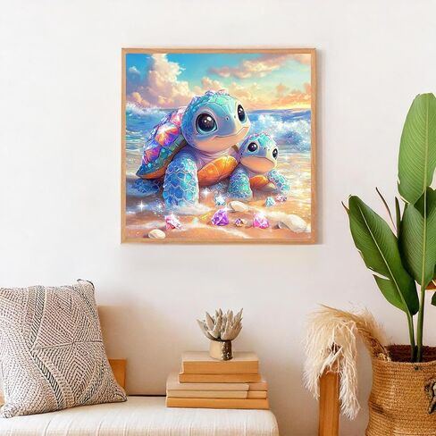Possoco Sea Turtle Diamond Art Kits for Adults Beginner, Beach Cute Turtles 5D Diamond Painting Kits for Adults, DIY Round Full Drill Gem Art Painting and Crafts for Gift Home Wall Decor 14x14 Inch in Saudi Arabia