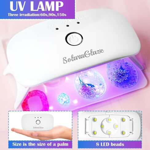SolaraGlaze UV Resin Jewelry Making Kit with UV Lamp and Casting Tools 360g Crystal Clear&Low Odor DIY Jewelry Making Resin Kits, Resin Starter Kit for Keychain, Hair Clip and Earring in Saudi Arabia