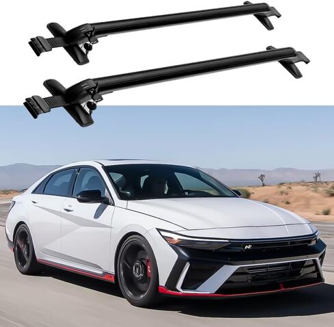 Cross Bars Crossbar Roof Rack Cargo Rack Luggage Bars Fits for Hyundai Elantra 2021-2025 Roof Racks Aluminum Crossbar Roof Rail Bar 2PCS (Black) in Kuwait