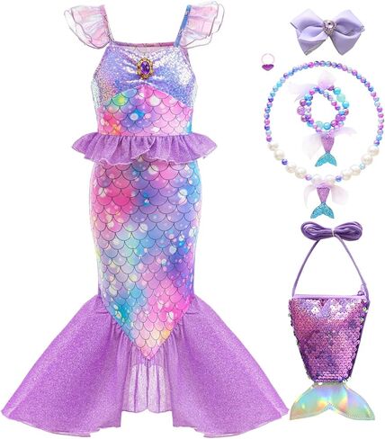 Little Girls Mermaid Princess Costume Dress for Toddler Kids Christmas Gift Party Halloween Cosplay in Saudi Arabia