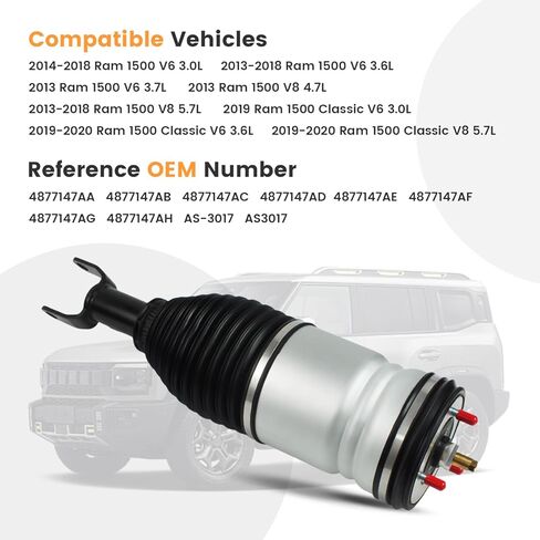 دعامة تعليق هوائي أمامي، ممتص الصدمات الهوائي متوافق مع 2013 2014 2015 2016 2017 2018 2019 2020 دودج رام 1500، AS3017،4877147AF، 4877147AH، 4877147AB، 4877147AC، 4877147AD in Kuwait