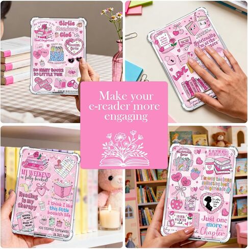 Insert Cardstock for Clear Case - 12 Pcs Library Card Cardstock Inserts Compatible with Kindle Paperwhite 11th-12th, 6.9"X4.8" Pink Bookish Papers for E-Reader Clear Back Cover Accessories in Saudi Arabia