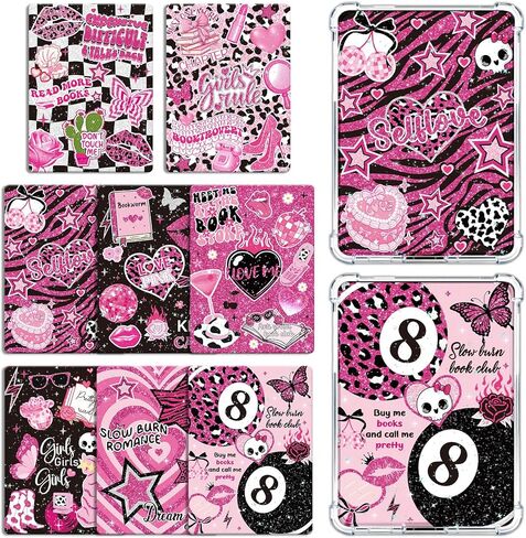 Insert Cardstock for Clear Case - 12 Pcs Library Card Cardstock Inserts Compatible with Kindle Paperwhite 11th-12th, 6.9"X4.8" Pink Bookish Papers for E-Reader Clear Back Cover Accessories in Saudi Arabia