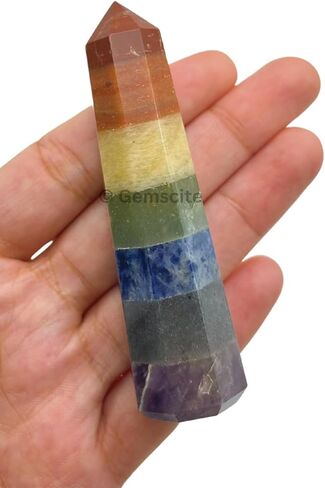 الجملةGemShop 3 بوصة العقيق الأحجار الكريمة المسلة برج جامبو الوجه هالة روك كريستال الطبيعية مصقول الأرض عصا الروح in Kuwait