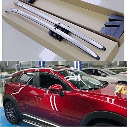 4 قطعة رف البضائع لمازدا CX3 CX-3 الرياضة/جراند بجولة 2016-2021 2022 سقف السكك الحديدية أرفف لسقف السيارة عبر القضبان حامل الحقائب اكسسوارات in Saudi Arabia