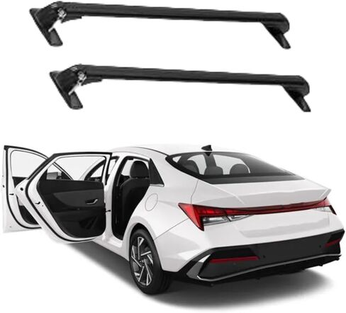 قطعتين من العارضة المتقاطعة تناسب هيونداي إلنترا 2021-2025 لرف سقف السيارة مع العارضة للقفل، أسود in Kuwait