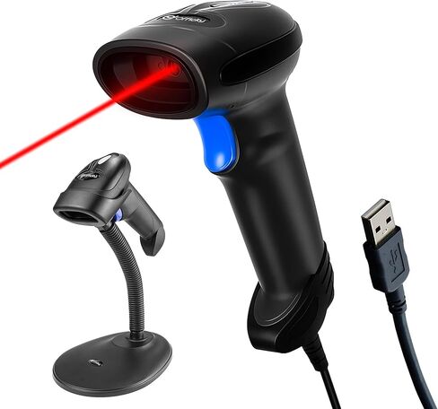 Barcode Scanner with Stand, Code Reader with 1MP Image Sensor, 2D Barcode Scanner for Multi Purposes & Wired Connection with Visual Indicator Alert in Saudi Arabia
