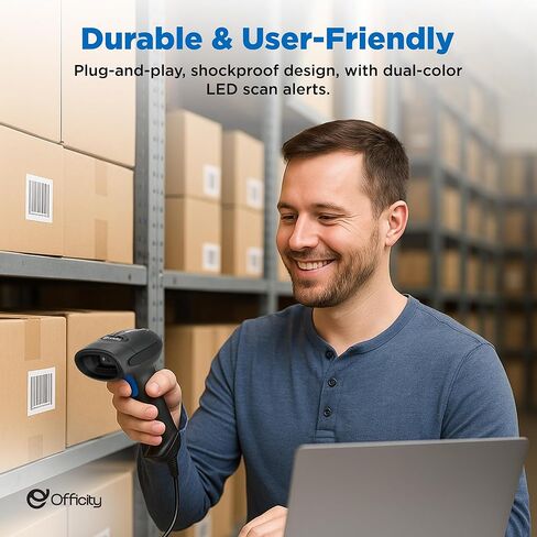 Barcode Scanner with Stand, Code Reader with 1MP Image Sensor, 2D Barcode Scanner for Multi Purposes & Wired Connection with Visual Indicator Alert in Saudi Arabia