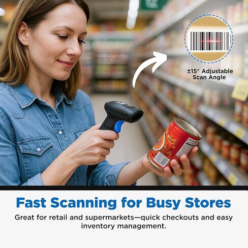 Barcode Scanner with Stand, Code Reader with 1MP Image Sensor, 2D Barcode Scanner for Multi Purposes & Wired Connection with Visual Indicator Alert in Saudi Arabia
