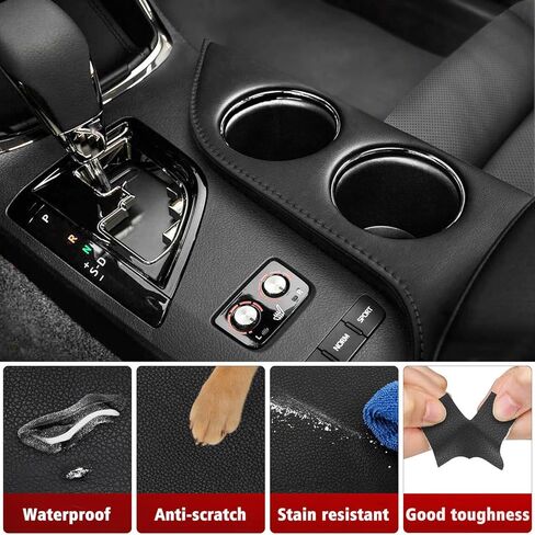 بديل غطاء حامل أكواب وحدة التحكم المركزية للسيارة لسيارة Toyota Avalon 2013-2018، تنجيد مسند الذراع وحامل الأكواب، جلد الفينيل، مضاد للخدش، أسود (جزء جلدي فقط) in Saudi Arabia