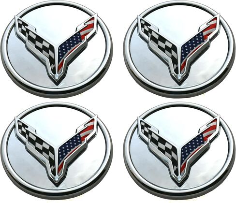 4Pcs Custom Wheel Center Wheel Cap Flash Cross USA Flags Logo Replacement for 2020-2025 C8 Corvette 84691535 New (Chrome Colorful) in Saudi Arabia