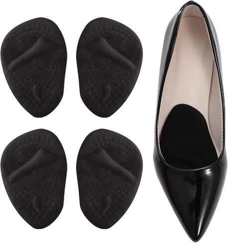 Metatarsal Pads Women, Ball of Foot Cushions for Women, Forefoot Pads Stop Feet from Sliding Forward, High Heel Comfort Cushion Inserts Pads, Non-Slip Foot Pad, Resuse and Washable（4 Pairs in Kuwait