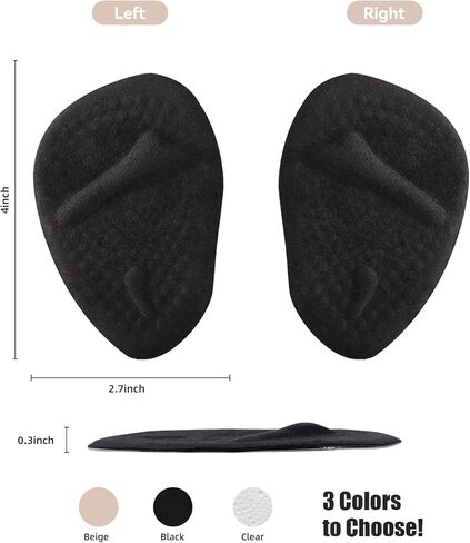 Metatarsal Pads Women, Ball of Foot Cushions for Women, Forefoot Pads Stop Feet from Sliding Forward, High Heel Comfort Cushion Inserts Pads, Non-Slip Foot Pad, Resuse and Washable（4 Pairs in Kuwait