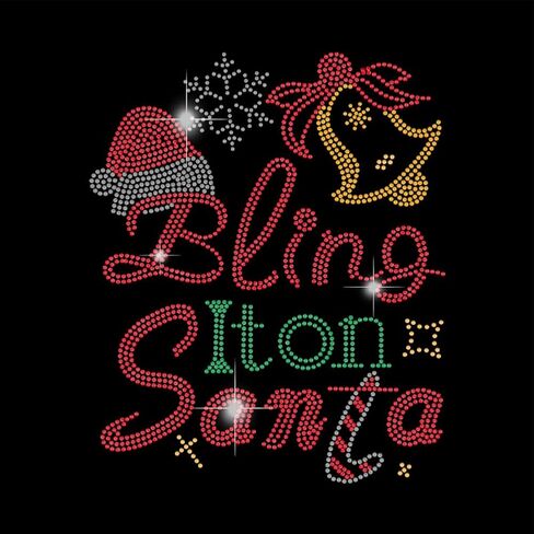 SUPERDANT Bling It on Santa Bling حجر الراين نقل الرقع الحديد على نقل الإصلاح العاجل ملصق جرس عيد الميلاد رائع نقل الحرارة زين تصميمات ديكور عيد الميلاد لملابس القمصان التي تصنعها بنفسك in Saudi Arabia