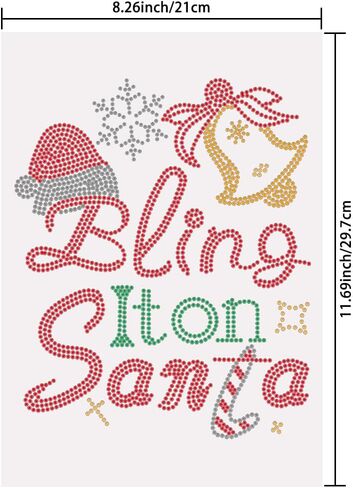 SUPERDANT Bling It on Santa Bling حجر الراين نقل الرقع الحديد على نقل الإصلاح العاجل ملصق جرس عيد الميلاد رائع نقل الحرارة زين تصميمات ديكور عيد الميلاد لملابس القمصان التي تصنعها بنفسك in Saudi Arabia
