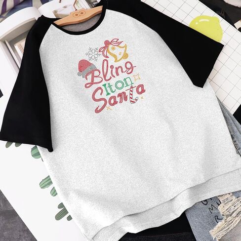 SUPERDANT Bling It on Santa Bling حجر الراين نقل الرقع الحديد على نقل الإصلاح العاجل ملصق جرس عيد الميلاد رائع نقل الحرارة زين تصميمات ديكور عيد الميلاد لملابس القمصان التي تصنعها بنفسك in Saudi Arabia
