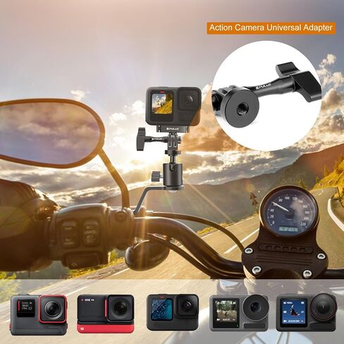 PULUZ Motorcycle Windshield Mount Clip for GoPro Hero12 Black 11 10/ DJI Osmo Action 4 Pocket 3 2 1/ Insta360 X4 X3 ONE X2 Ace Pro and Other Action Cameras Motorcycle Windshield Mounting Bracket in Saudi Arabia