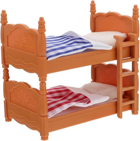 1Pcs Dollhouse Furniture Beds Mini Double beds Miniature Furniture Miniatures Bunk Bed for 1/12 Scale Dollhouse Decor Bedroom Decor in Saudi Arabia