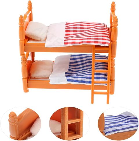 1Pcs Dollhouse Furniture Beds Mini Double beds Miniature Furniture Miniatures Bunk Bed for 1/12 Scale Dollhouse Decor Bedroom Decor in Saudi Arabia