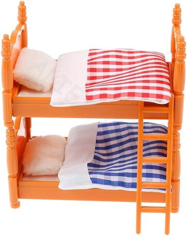 1Pcs Dollhouse Furniture Beds Mini Double beds Miniature Furniture Miniatures Bunk Bed for 1/12 Scale Dollhouse Decor Bedroom Decor in Saudi Arabia