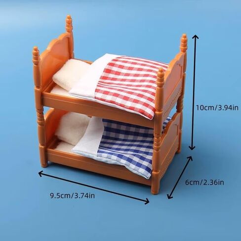 1Pcs Dollhouse Furniture Beds Mini Double beds Miniature Furniture Miniatures Bunk Bed for 1/12 Scale Dollhouse Decor Bedroom Decor in Saudi Arabia