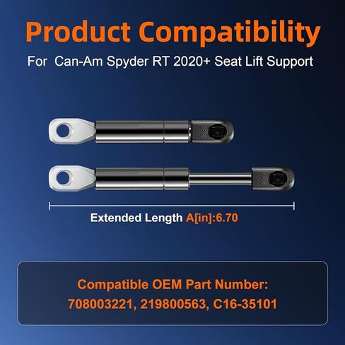 Qty (1) Seat Lift Support Gas Shock Strut Compatible with Can-Am Spyder RT 2020+, Replace# 708003221, 219800563, C16-35101 in Saudi Arabia
