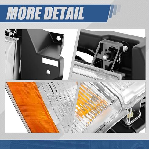 Auto Dynasty Headlights Assembly Compatible with 1987-1991 Ford Bronco F-150 F-250 F-350, Driver and Passenger Side Halogen Headlamps Replacement, OE Style FO2502104 FO2503104, Chrome/Amber in Saudi Arabia