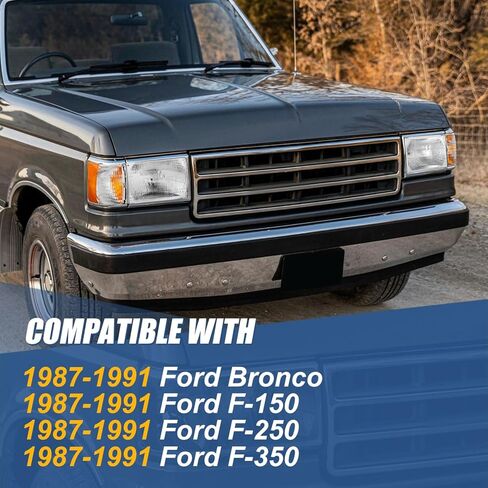 Auto Dynasty Headlights Assembly Compatible with 1987-1991 Ford Bronco F-150 F-250 F-350, Driver and Passenger Side Halogen Headlamps Replacement, OE Style FO2502104 FO2503104, Chrome/Amber in Saudi Arabia