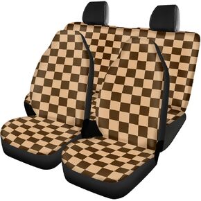 Black and White Checkered Car Seat Covers Full Set Universal Non-Slip Vehicle Interior Deco for Women Men Car Accessories Automotive Rear Front Seat Protector 4 Pcs in Kuwait