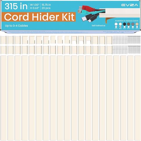 Black Cord Hider Cable Raceway - 315in Wire Cover for Cords, Hide Wires Along Wall, Cord Covers for Wall Mounted TV, Cable Hider Wall Kit, Wall Cord Concealer, Cable Cover Wall, Large Conduit Channel in Saudi Arabia