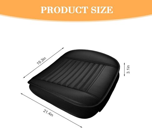 Car Seat Cover, Full Wrapped Bamboo Charcoal Leather Vehicle Front Seat Bottom Cushion Pad with Storage Pocket, Anti-Slip Automotive Interior Protection Accessories, Universal Fit (Black) in Saudi Arabia