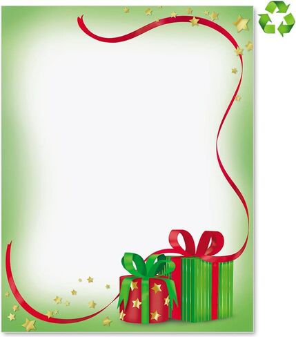 PaperDirect Plaid Ribbon and Pine Bough Holiday Border Papers, Cream Background with Red Plaid Bow, Pine Boughs, Berries Design, 8.5 x 11, Acid-Free, Ideal for Invitations, Letters, Cards, 25 Sheets in Saudi Arabia