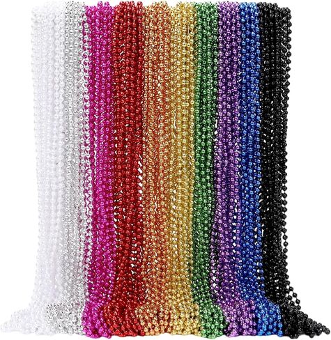 Mardi Gras Beads Necklaces, 33 Inch Plastic Beads for Party Favors, Festival Decorations, Parade Throws, Christmas, St. Patrick's Day Celebrations in Saudi Arabia
