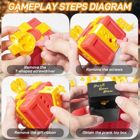 The Annoying Present, Annoying Gift Box with Screws, Take Apart Box to Get Gift, Funny Prank Gag Gift for Christmas (Red) in Saudi Arabia
