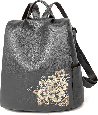 Genuine Leather Backpack Purse for Women: Anti-Theft RFID Designer Leather Handbags - Elegant Ladies Shoulder Bags Travel Backpack Black in Kuwait