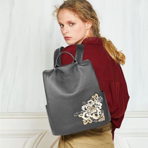 Genuine Leather Backpack Purse for Women: Anti-Theft RFID Designer Leather Handbags - Elegant Ladies Shoulder Bags Travel Backpack Black in Kuwait