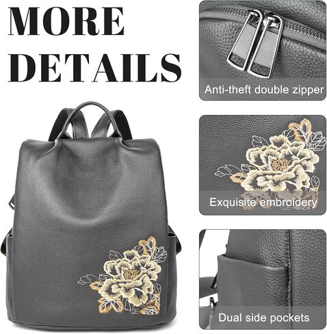 Genuine Leather Backpack Purse for Women: Anti-Theft RFID Designer Leather Handbags - Elegant Ladies Shoulder Bags Travel Backpack Black in Kuwait