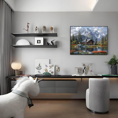 shouruihua الماس الفن عدة المشهد الجبلي، مجموعات الرسم الماس للبالغين جبال المقصورة المياه، DIY كامل جولة الحفر الماس النقاط مع الغابات المناظر الطبيعية جوهرة الفنون لديكور جدار المنزل 16x12 بوصة in Kuwait