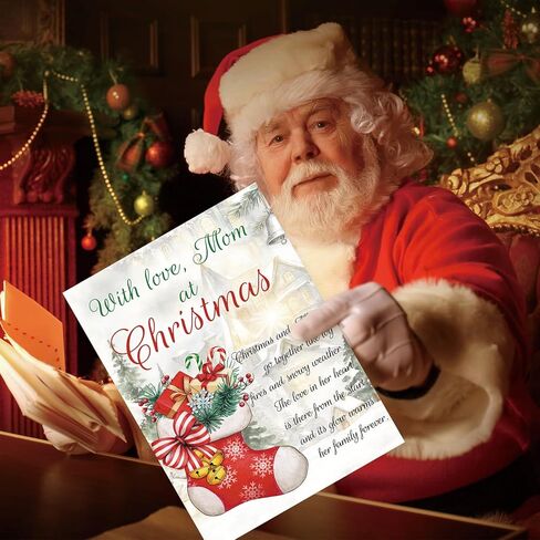 OJsensai Merry Christmas Card for Mom, Sweet Mom Christmas Card Gift from Daughter Son, Xmas Cards Gift with Love and Appreciation in Saudi Arabia