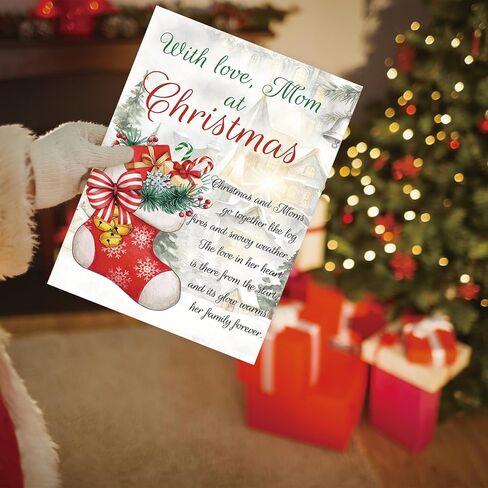 OJsensai Merry Christmas Card for Mom, Sweet Mom Christmas Card Gift from Daughter Son, Xmas Cards Gift with Love and Appreciation in Saudi Arabia