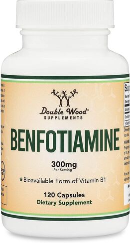 Benfotiamine 300mg Servings (Third Party Tested, 120 Capsules, 150mg Per Cap) Manufactured in The USA, to Boost Thiamine B1 Levels (More Absorbable Than Thiamine, Fat Soluble) by Double Wood in Saudi Arabia