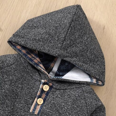 1 Year Old Boy Clothes Fall Winter Baby Boy Clothes Outfits Plaid Button Long Sleeve Hoodie Sweatshirt Pants Sets, Baby Boy Outfit Red Plaid 12-18 Months in Kuwait