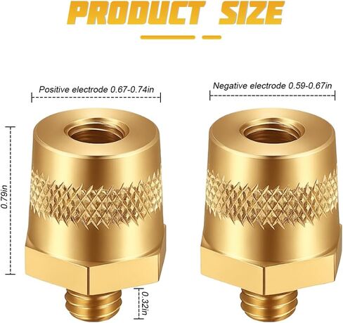 Car Battery Terminal Connectors Set, 2PCS Vehicle Battery M8 Threaded Top Side Terminals Post Adapters, Top Post Thread Charging Extender Adaptor Conversion, Universal Fit in Saudi Arabia
