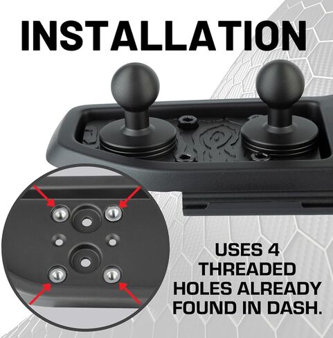 حامل الهاتف الخلوي Bulletpoint Metal Dash Mount + حامل كاميرا الحركة متوافق مع 2024+ Jeep Wrangler JL / 4xe & 2024+ Jeep Gladiator Dual 20mm Ball Mount (جانب الركاب) in Saudi Arabia