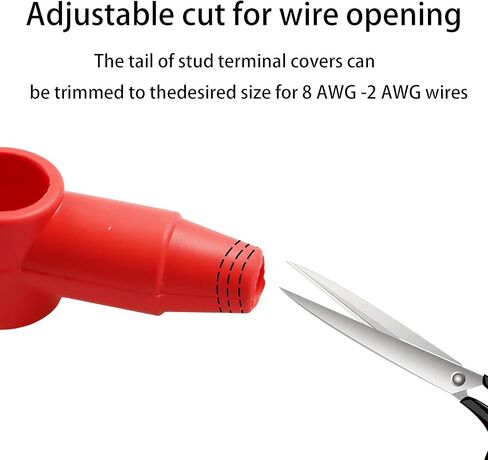 قطعتان من أغطية أطراف البطارية من السيليكون مقاس 5/16 بوصة لسلك 8-2 AWG، واقيات أطراف البطارية المعزولة، أغطية أعمدة البطارية المرنة لكتل ​​توصيل الطاقة، أحمر وأسود in Kuwait