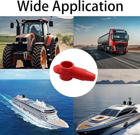 قطعتان من أغطية أطراف البطارية من السيليكون مقاس 5/16 بوصة لسلك 8-2 AWG، واقيات أطراف البطارية المعزولة، أغطية أعمدة البطارية المرنة لكتل ​​توصيل الطاقة، أحمر وأسود in Kuwait